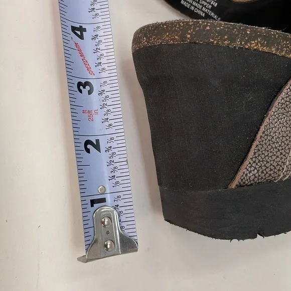 OTBT Sandals Platform Wedges Black Metallic Pewter Silver Size 9.5 Wavey - Picture 8 of 11